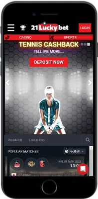21LuckyBet mobile app - homepage