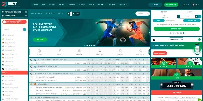 new bookmaker 22bet - promo page