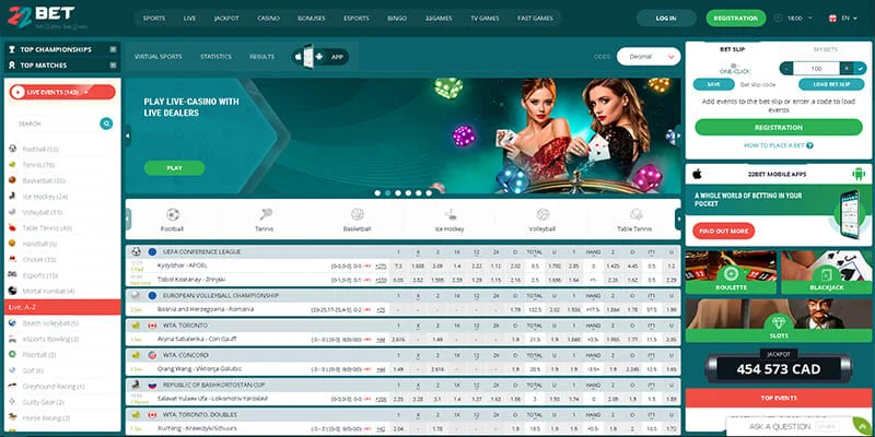 Top betting site in Bolivia - 22Bet