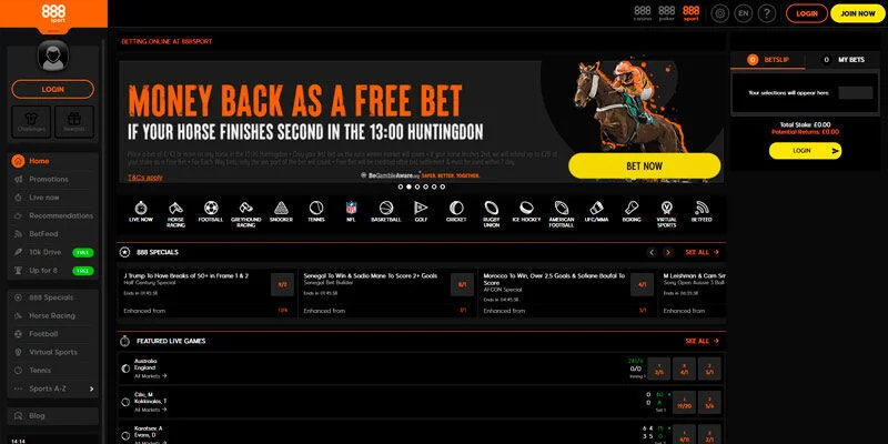 bookmaker 888sport - promo page