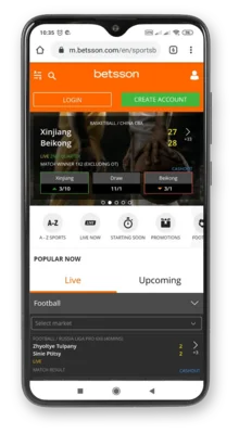 Betsson live betting page