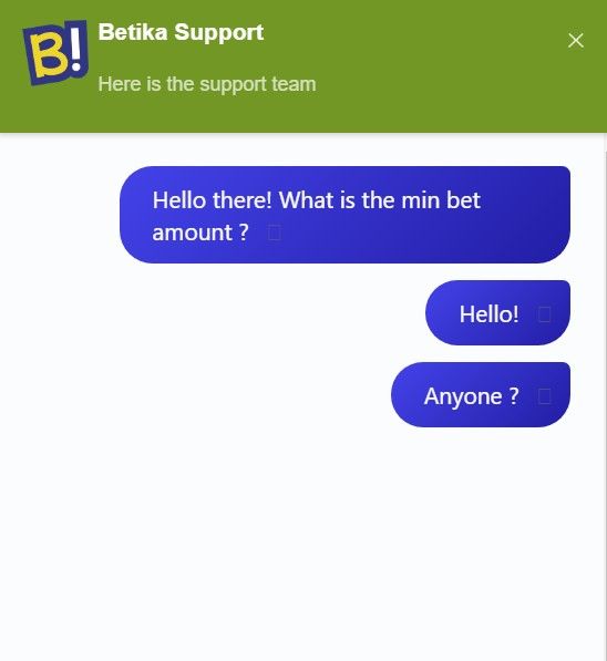 trying to get response from Betika`s live chat support