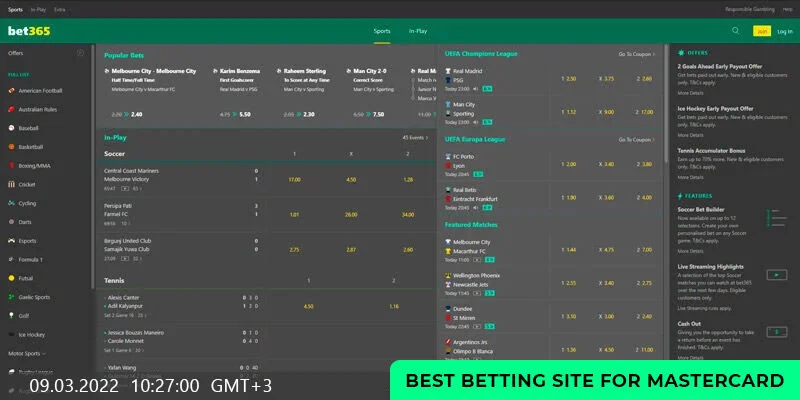 Bet365 best bookmaker for MasterCard - home page