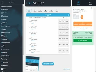 Betvictor sports page