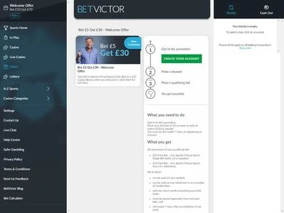 Betvictor promo page