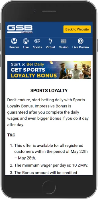 Sports Loyalty Bonus Up To 25 ZMV