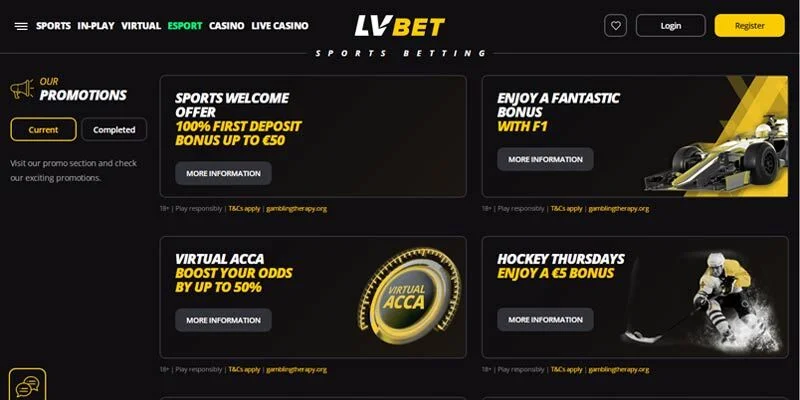 New bookmaker LVbet promo page