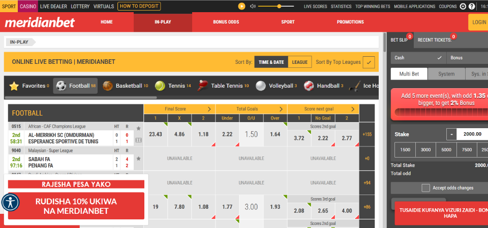 Live Betting & amp, LIVE Streaming on Meridianbet