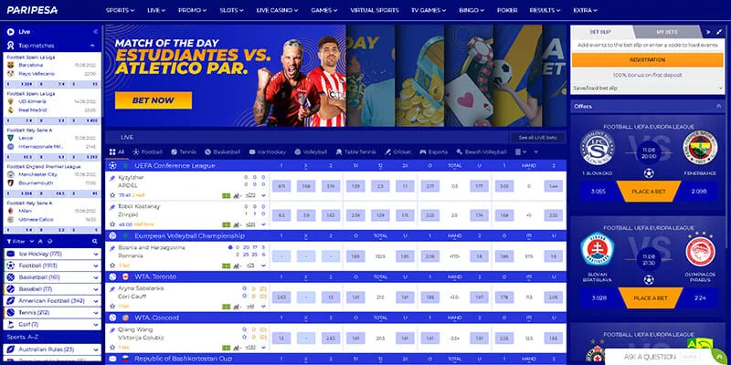 bookmaker Paripesa - promo page
