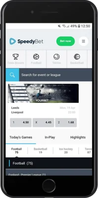 Speedybet homepage on mobile