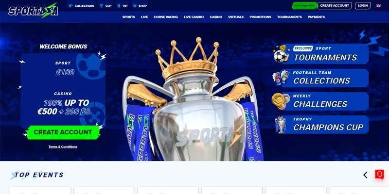 new bookmaker Sportaza home page