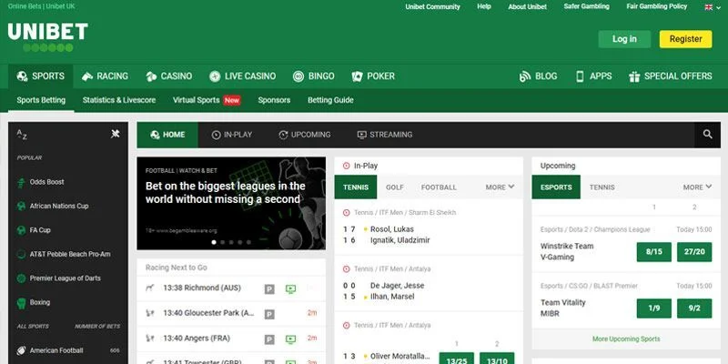 Unibet sports page