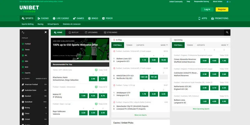 bookmaker unibet home page