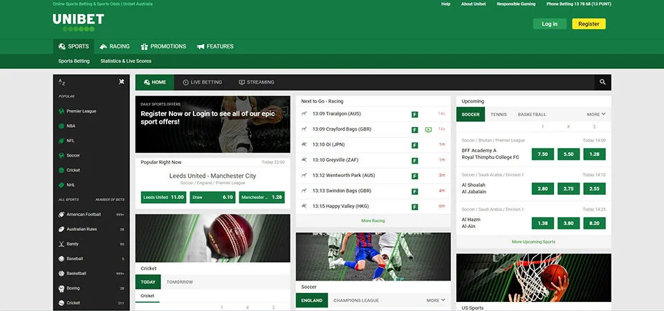 football bookmaker unibet - homepage