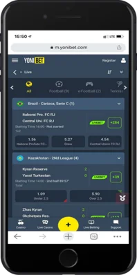 Yonibet live betting page